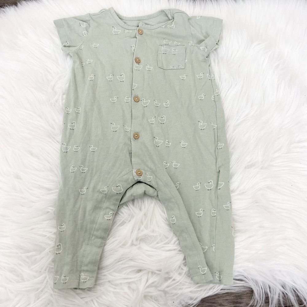 H&M Baby 3M Light Green Duck Jumpsuit Romper